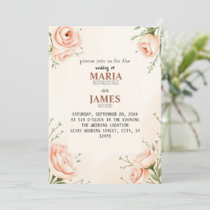 Convite de Casamento Floral Pôr do Sol Romântico –