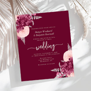 Convite de Casamento Floral Prata com Toque de Bor