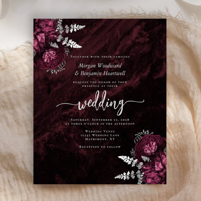 Convite de Casamento Floral Prata Orçamento Borgon (Criador carregado)