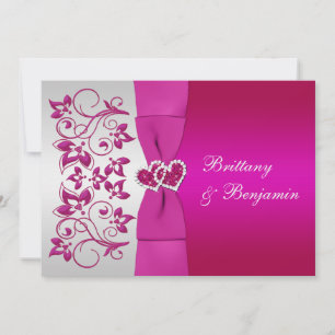 CONVITE DE CASAMENTO Floral Prateado, Cor-de-Feira