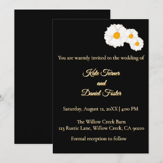 Convite de Casamento Floral Preto