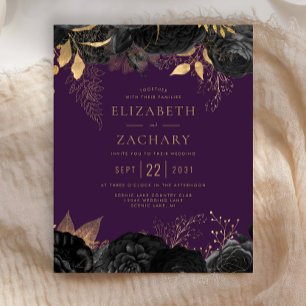 Convite de Casamento Floral Preto Dourado Orçament
