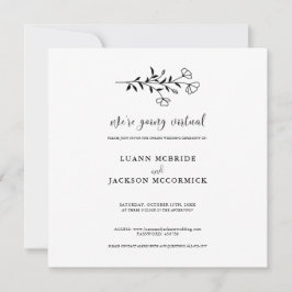Convite de Casamento Floral Preto e Branco Virtual
