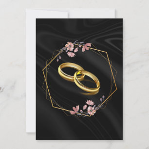 Convite de Casamento Floral Preto e Dourado de Lux