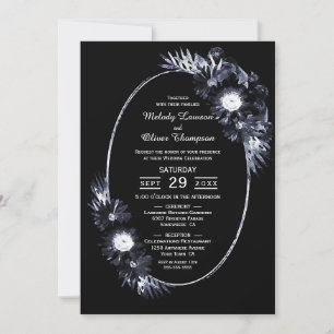 Convite De Casamento Floral Preto Elegante