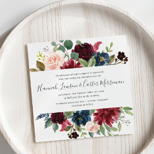 Convite De Casamento Floral Radiante Bloom   Quadr