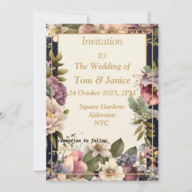 Convite de casamento floral refinado (Frente)