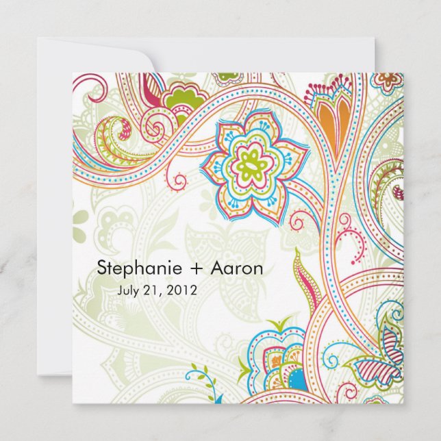 Convite De Casamento Floral Retroativo (Frente)