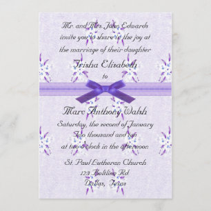Convite De Casamento Floral Rico Roxo
