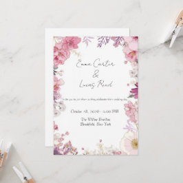Convite de Casamento Floral Romântico