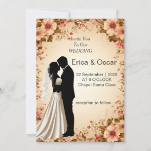 Convite de Casamento Floral Romântico