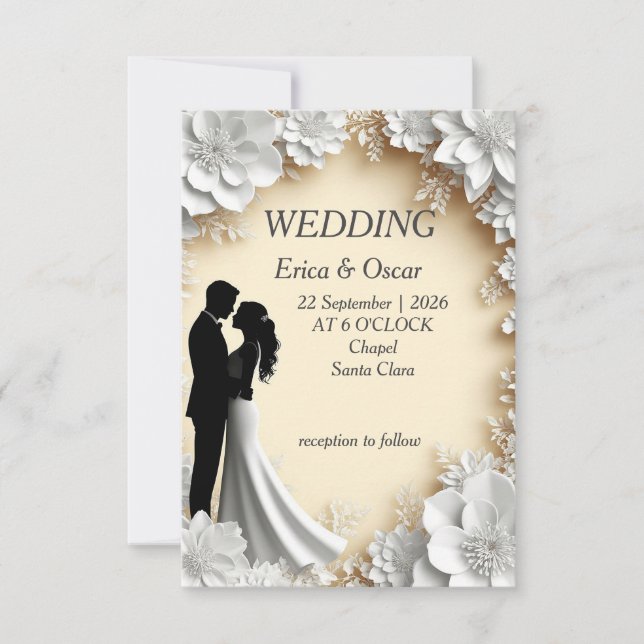 Convite de Casamento Floral Romântico (Frente)