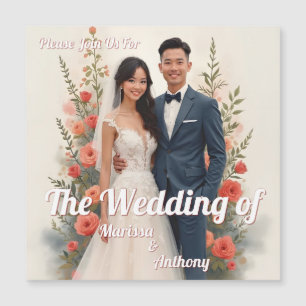 Convite de casamento floral romântico estilo vinta