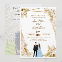 Convite de Casamento Floral Romântico Jardim Bege