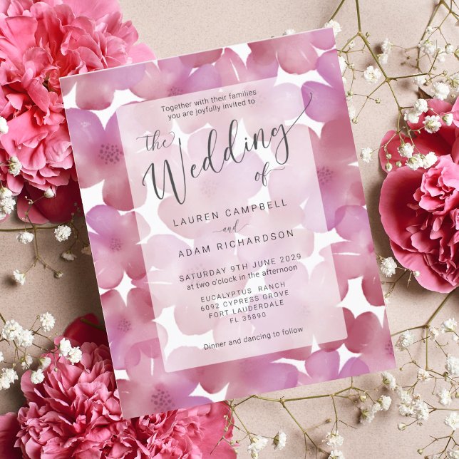 Convite de Casamento Floral Rosa Bege Boho Orçamen (Criador carregado)