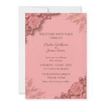 Convite de Casamento Floral Rosa Bege Desbotado