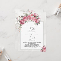 Convite de Casamento Floral Rosa Bege Editável