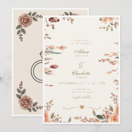 Convite de Casamento Floral Rosa Blush Descrição