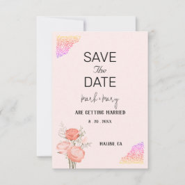 Convite de Casamento Floral Rosa Borda Coração