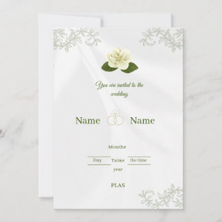 Convite de Casamento Floral Rosa Branca Elegante
