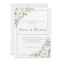 Convite de Casamento Floral Rosa Branca Verde Salv