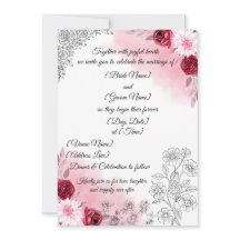 Convite de Casamento Floral Rosa | Branco Elegante