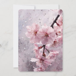Convite de Casamento Floral Rosa Cerejeira em Aqua