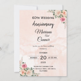Convite de Casamento Floral Rosa Charmoso para Ani