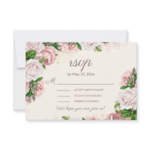 Convite de Casamento Floral Rosa com Caligrafia