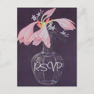 Convite de Casamento Floral Rosa com Foto para RSV