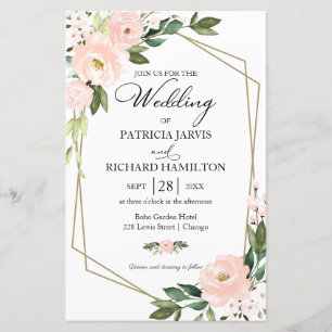 Convite de Casamento Floral Rosa com Orçamento Con