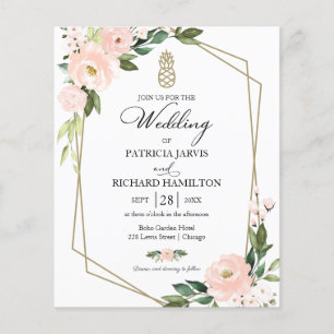 Convite de Casamento Floral Rosa com Orçamento Lim