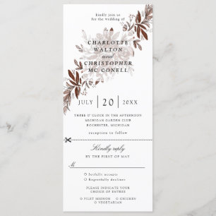 Convite de casamento floral rosa com resposta anex