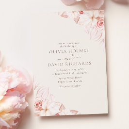 Convite de Casamento Floral Rosa Cor de Blush