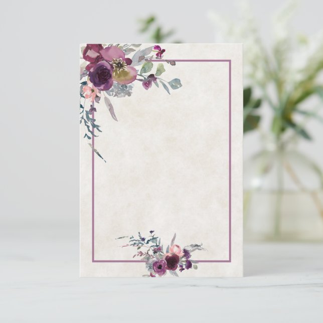 Convite de casamento floral rosa e Borgonha orçame (Em pé/Frente)