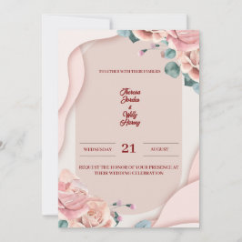 Convite de Casamento Floral Rosa | Elegante