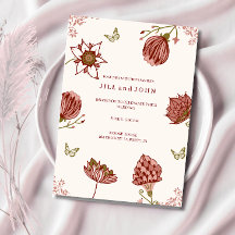 Convite de Casamento Floral Rosa Elegante