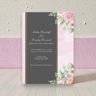 Convite de Casamento Floral Rosa Elegante