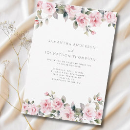 Convite de Casamento Floral Rosa Elegante