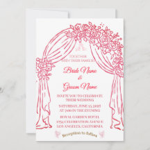 Convite de Casamento Floral Rosa Elegante