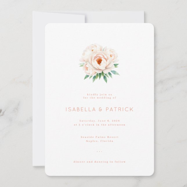 Convite de Casamento Floral Rosa Elegante (Frente)