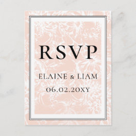 Convite de Casamento Floral Rosa Elegante RSVP