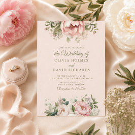 Convite de Casamento Floral Rosa Empoeirado
