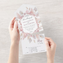 Convite de Casamento Floral Rosa Empoeirado Tudo E