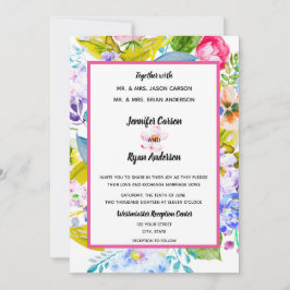 Convite de Casamento Floral Rosa Moderno