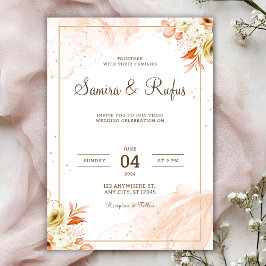 Convite de casamento floral rosa personalizável