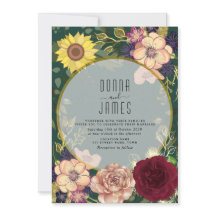 Convite de Casamento Floral Rosa Pêssego Verde Esm