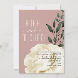 Convite de Casamento Floral Rosa Poeira