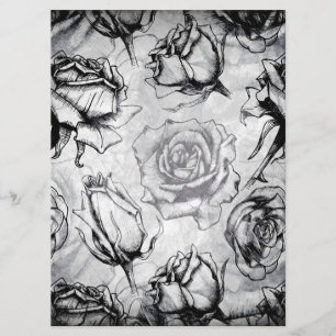 Convite de casamento Floral Rosa preto branco Eleg