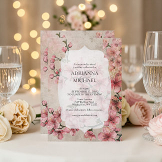 Convite de Casamento Floral Rosa Primavera